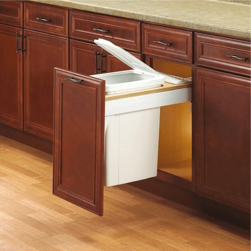 Single 50 QT Top-Mount Waste Container Pullout for 1-1/2" - 1-3/4" Face Frame, White - Alt Image 1