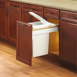Single 50 QT Top-Mount Waste Container Pullout for 1-1/2" - 1-3/4" Face Frame, White - Alt Image 1