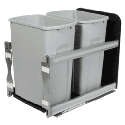Double 35 QT Door-Mount Waste Container Pullout, Soft-Closing, Platinum - Main Image