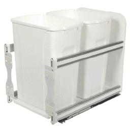 Double 35 QT Door-Mount Waste Container Pullout, Soft-Closing, Platinum - Alt Image 1