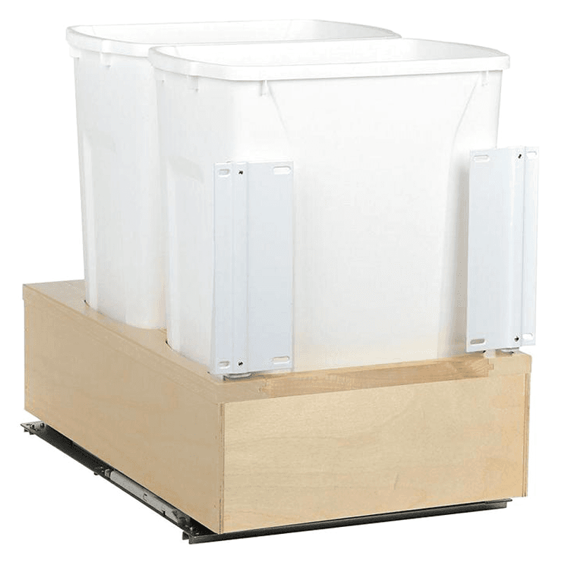 WUSC Double 35 QT Bottom-Mount Waste/Recycling unit with Soft-Closing, White - Main Image