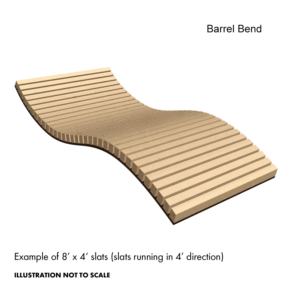 Econocore 96" x 48" (4' Slats) Barrel Bend Flexible Panel with 1/4" Particleboard Core/Italian Poplar Plywood Face - Main Image