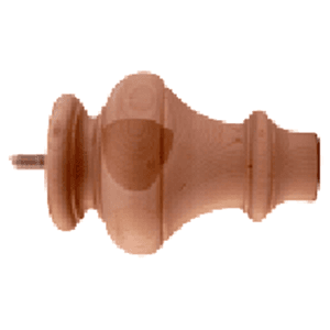 Pride Industrial's turned bunn foot in alder wood with dimensions of 4 inches width and 6 inches height.
