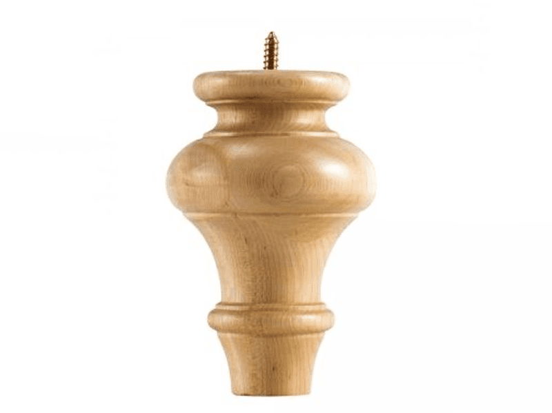 Alder wood turned bunn foot with 4 inch width and 6 inch height by Pride Industrial.