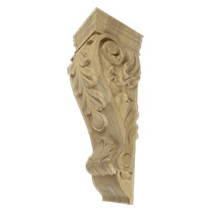 22" x 6-3/4" x 7-3/4" Acanthus Corbel, Rubberwood