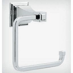 Modern Lynwood Towel Ring with crisp linear elements in Satin Nickel finish
