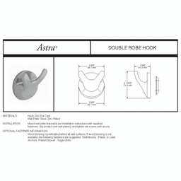 Polished Chrome Double Robe Hook with Zinc Die-Cast Hook and Steel Wall Plate by Liberty Hardware (Avante)
