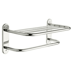 Bright Stainless Steel 18" Towel Shelf with Towel Bar by Liberty Hardware Avante