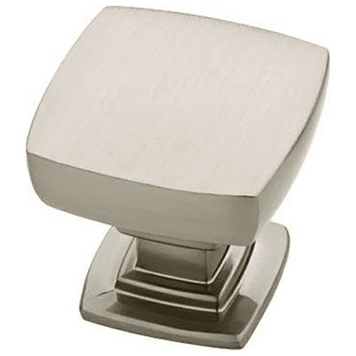Die-cast zinc crafted Webber Square Knob in Satin Nickel finish with installation hardware included