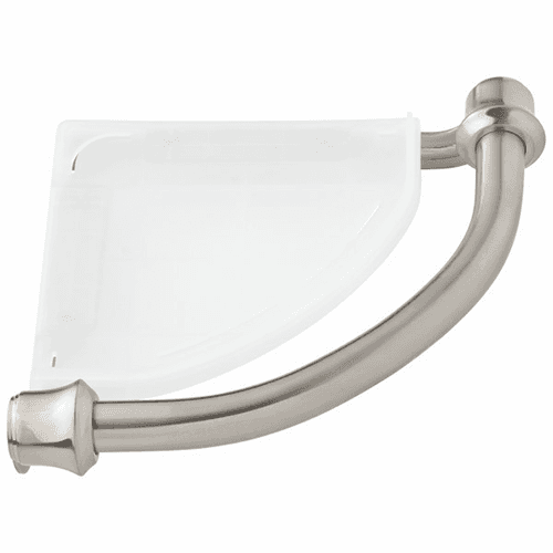 Decor Assist Traditional Corner Shelf with Assist Bar in Brilliance Stainless Steel by Liberty Hardware