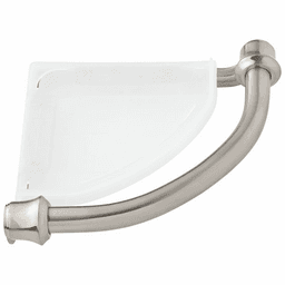 Decor Assist Traditional Corner Shelf with Assist Bar in Brilliance Stainless Steel by Liberty Hardware