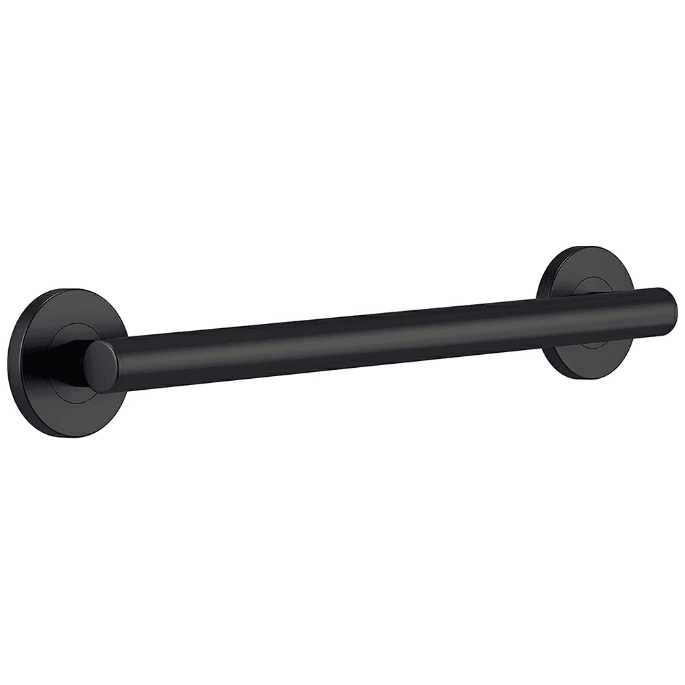 18 inch matte black grab bar with mounting hardware and template included