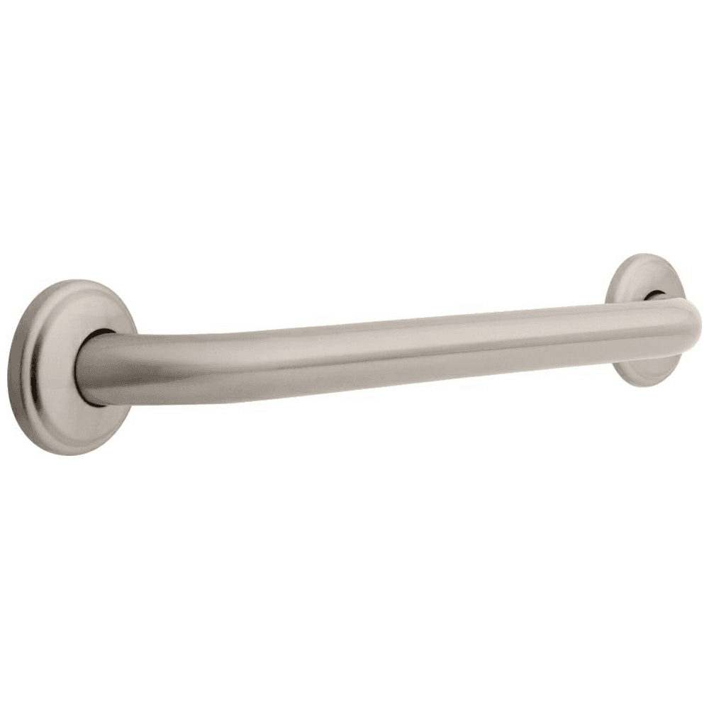 Centurion 18" Satin Nickel Grab Bar with Decorative Flange