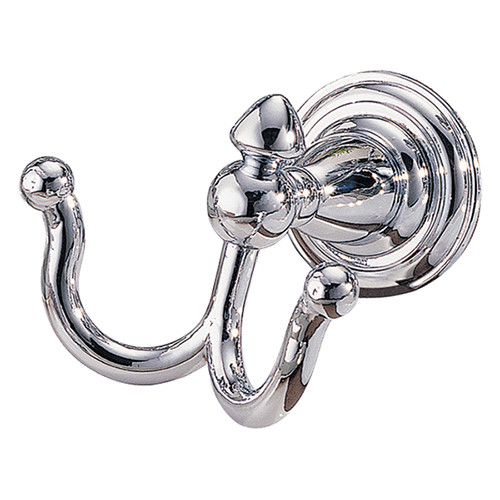 Chrome double robe hook from Liberty Hardware's Avante line