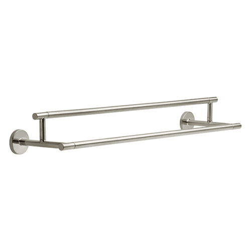 Bottom bar extends 6-3/8" from wall for added towel storage