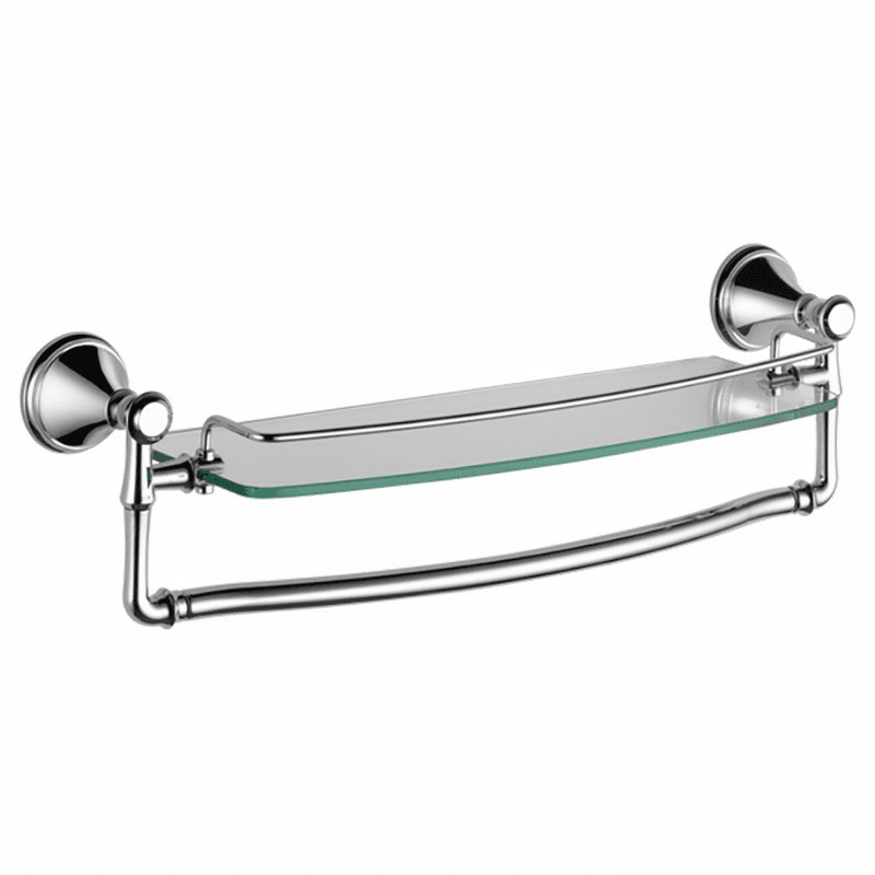 Cassidy 18" Glass Shelf With Removable Bar in Chrome Finish by Liberty Hardware (Avante)