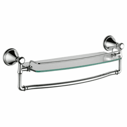 Cassidy 18" Glass Shelf With Removable Bar in Chrome Finish by Liberty Hardware (Avante)