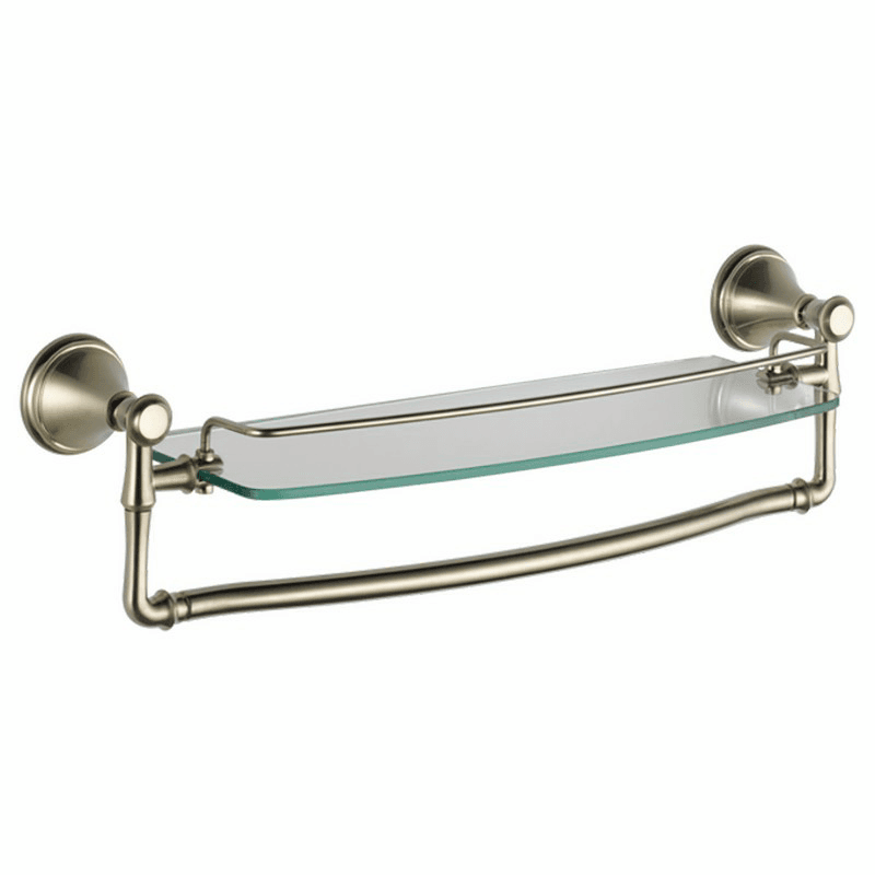 Cassidy 18" Glass Shelf with Removable Bar in Stainless Steel Finish by Liberty Hardware