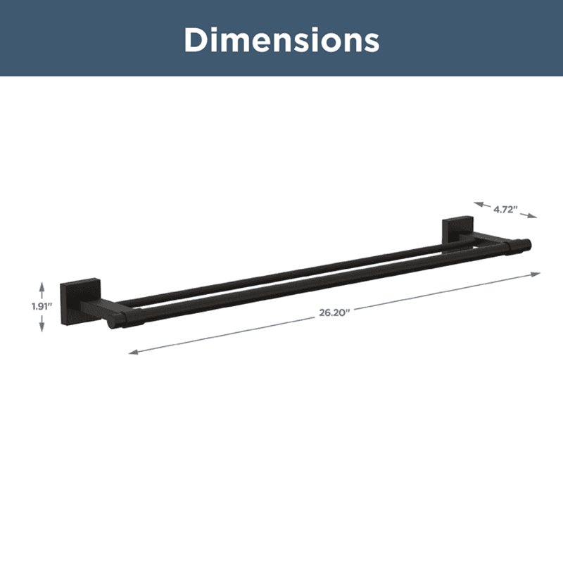 25" Maxted Double Towel Bar, Matte Black Alt 1 - Image