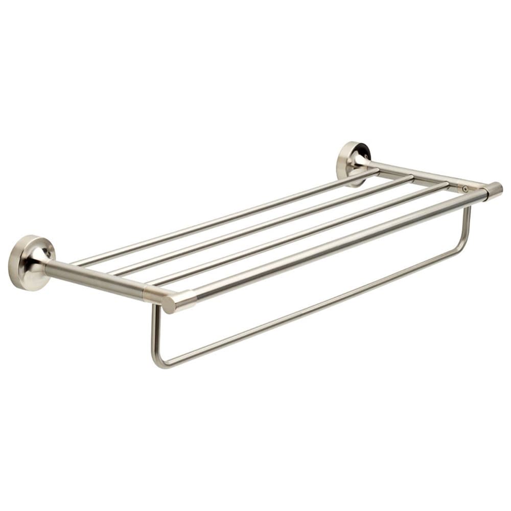 Elegant Voisin 24" Towel Shelf in Satin Nickel finish for stylish bathroom organization