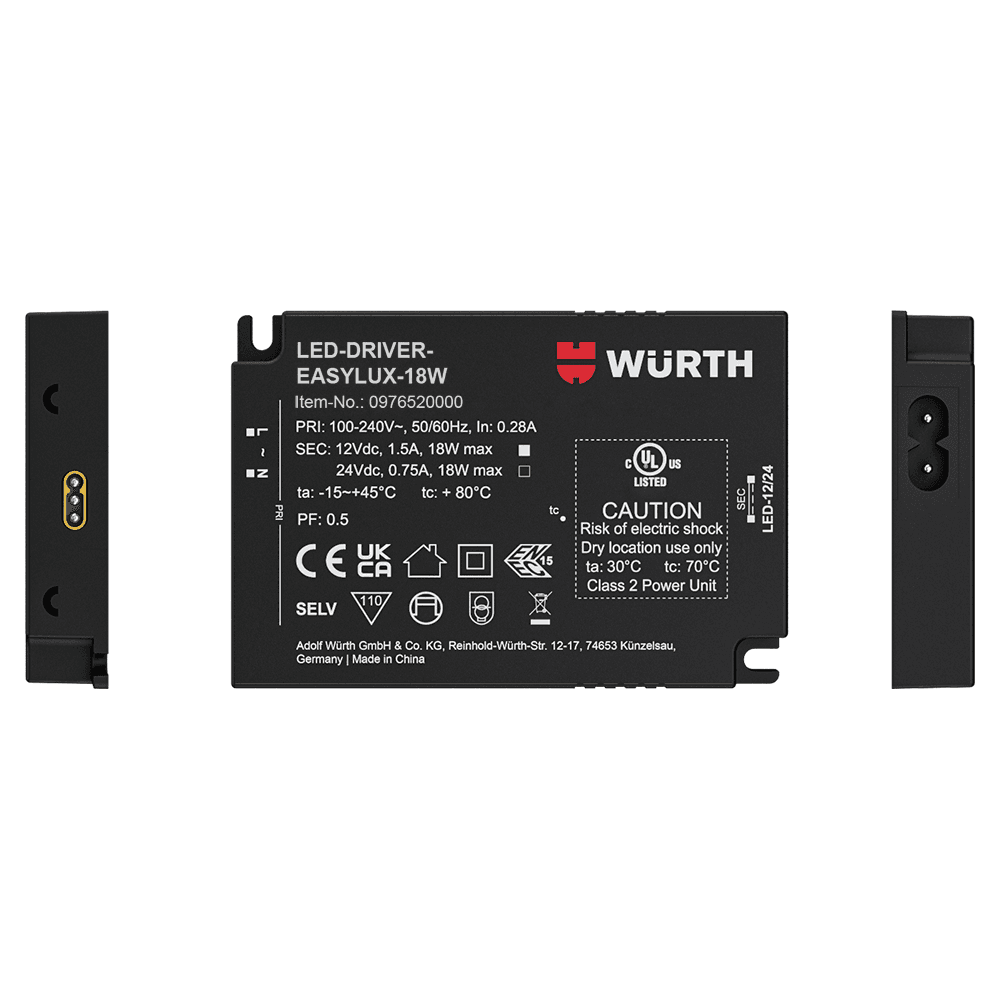 24V 18W Driver with Power Cord Alt 1 - Image