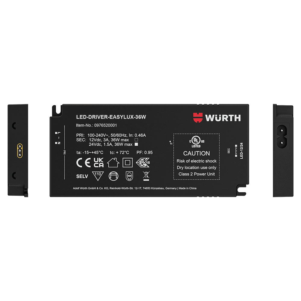 24V 36W Driver with Power Cord Alt 1 - Image