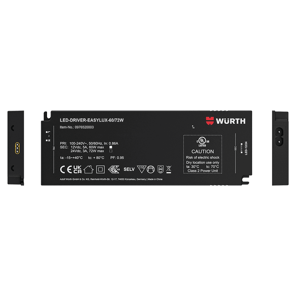 24V 72W Driver with Power Cord Alt 1 - Image