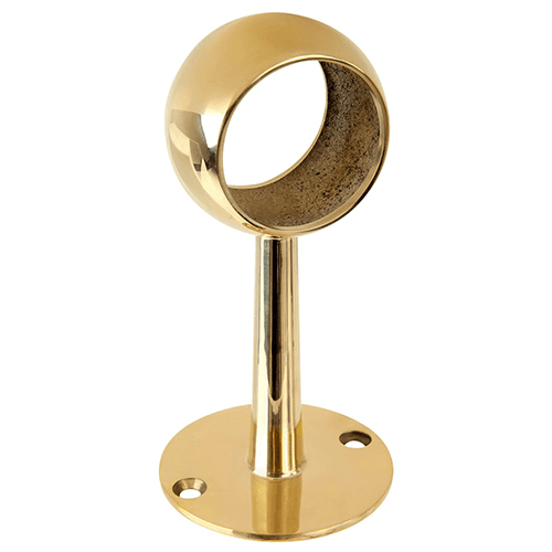 Lavi Industries 3-1/4" Ball Center Tall Post in Polished Brass finish with screws and handrail/post bracket