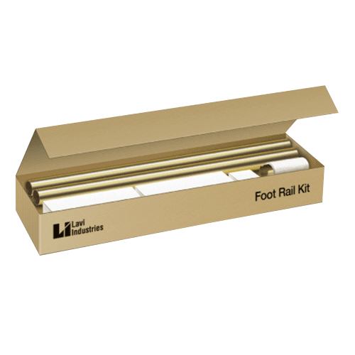 Lavi Industries Foot Rail Kit with 3 Tubes, 4 Brackets, 2 Splices, and 2 End Caps in Bright Brass Finish