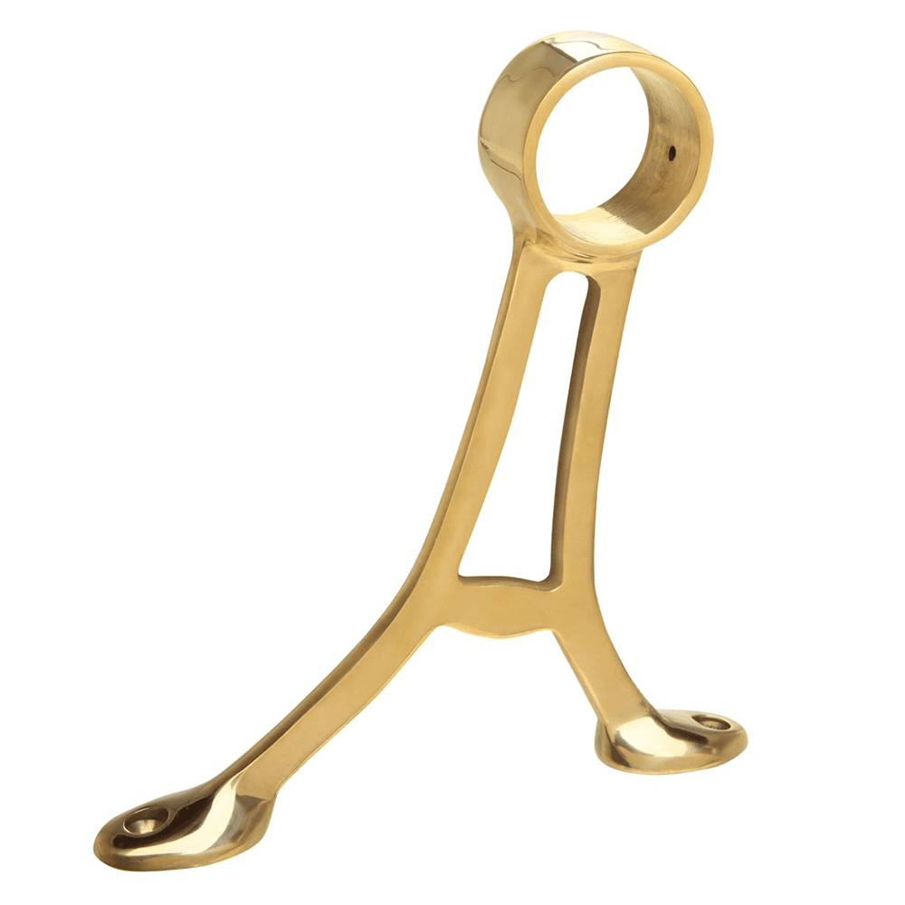 1-1/2" polished brass floor bracket for rail systems and hospitality fixtures