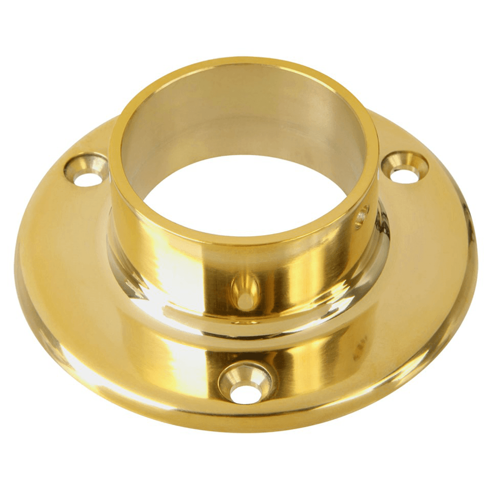 Polished Brass 2" Wall Flange for Rail Systems and Hospitality Fixtures by Lavi Industries