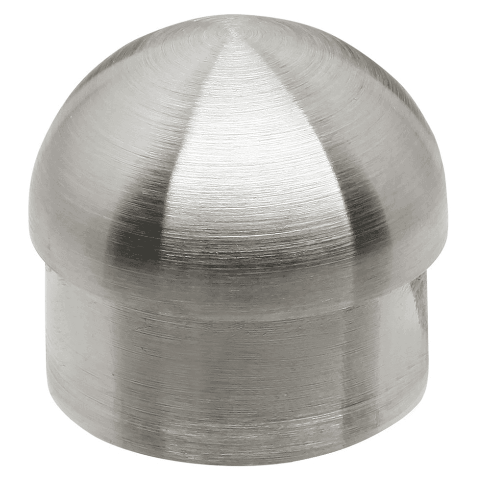 Lavi Industries 1-1/2" half ball end cap with solid brass and stainless steel components for rail systems and hospitality fixtures