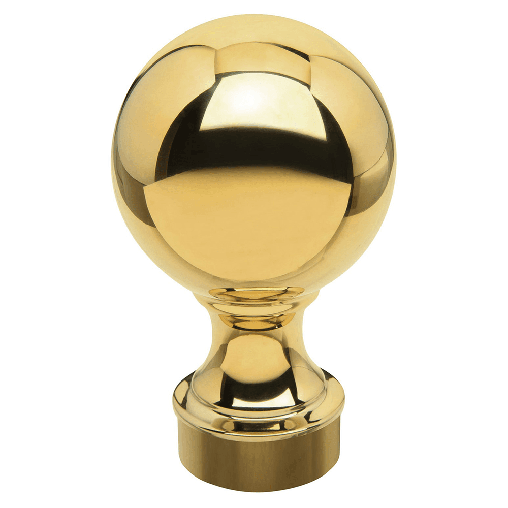 Polished brass ball finial for 2" diameter rail systems