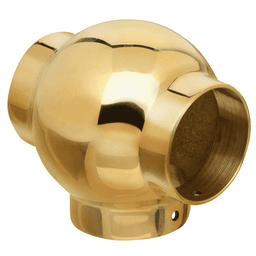 Polished brass ball tee fitting for 1-1/2" diameter rail systems and hospitality fixtures