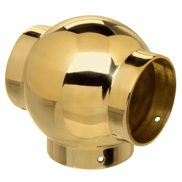 Polished brass 2" ball tee for rail systems and hospitality fixtures from Lavi Industries