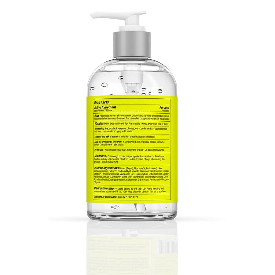 Lemyn Medium Grade Hand Sanitizer Gel 12oz Back of Bottle