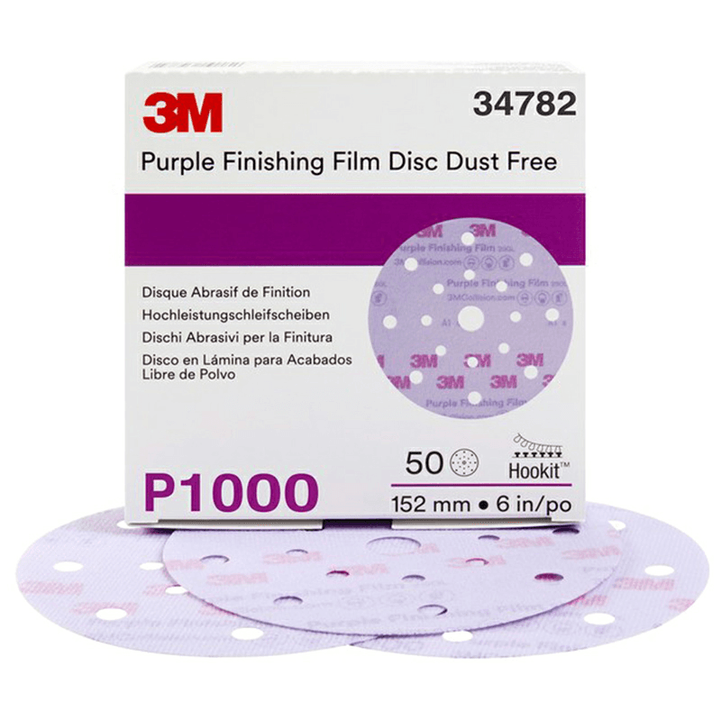 6" Hookit 1000 Grit 17 Holes 260L Finishing Film Disc, Aluminum Oxide on Polyester Film - Main Image