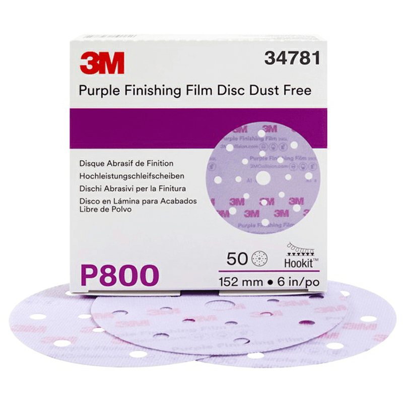 6" Hookit 800 Grit 17 Holes 260L Finishing Film Disc, Aluminum Oxide on Polyester Film - Main Image