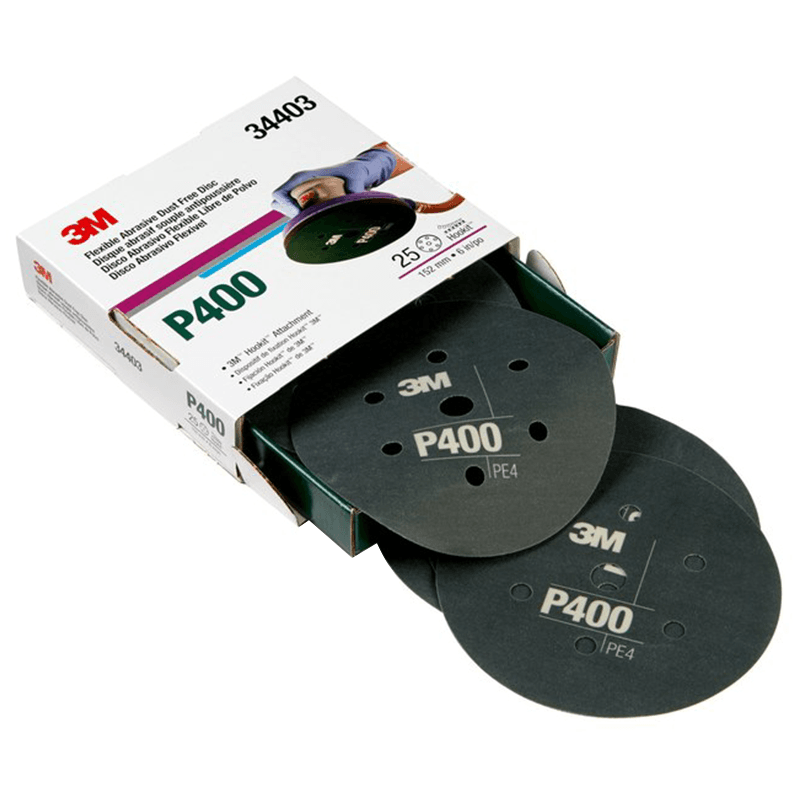 6" Hookit 400 Grit 7 Holes 270J Flexible Abrasive Disc, Aluminum Oxide on Film - Main Image