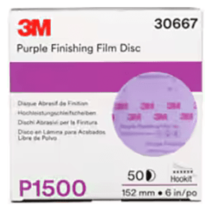 6" Hookit P1500 Grit No Holes 260L Finishing Film Disc, Aluminum Oxide on Polyester Film (50 Per Carton) Alt 3 - Image