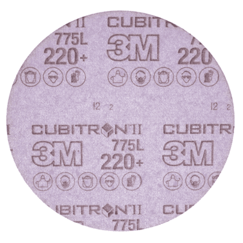 6" Cubitron II Hookit 775L 220+ Grit No Holes Sanding Disc, Ceramic on Film (250/Case) - Alt Image 1