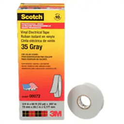3/4" x 66' Gray Vinyl Coding Electrical Tape 35, 10 Rolls/Carton, 100 Rolls/Case Main - Image