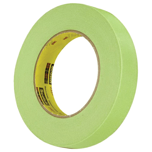 Close-up of Scotch 233+ 12mm Green Performance Masking Tape on glass