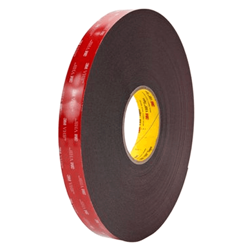 1" wide black tape roll with modified acrylic adhesive