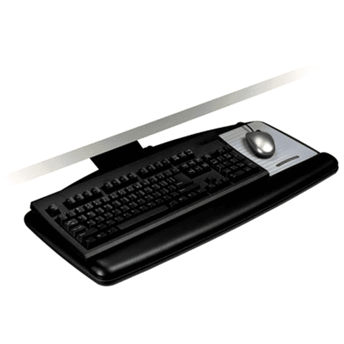 3M Easy Adjust Keyboard Tray with Standard Keyboard and Mouse Platform, Black Finish