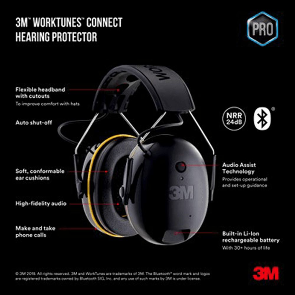 3M WorkTunes NRR 24 dB Connect Wireless Hearing Protector with Bluetooth technology