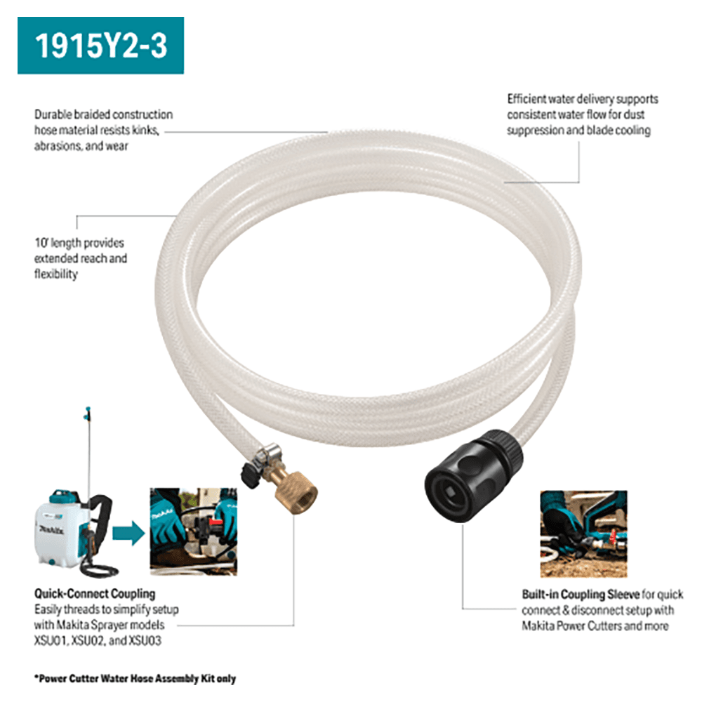 10' Power Cutter Water Hose Assembly Kit for XSU01, XSU02 and XSU03 Alt 1 - Image