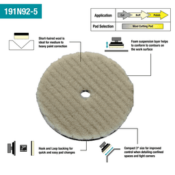 3" Hook/Loop Short-Haired Wool Cutting Pad Alt 4 - Image