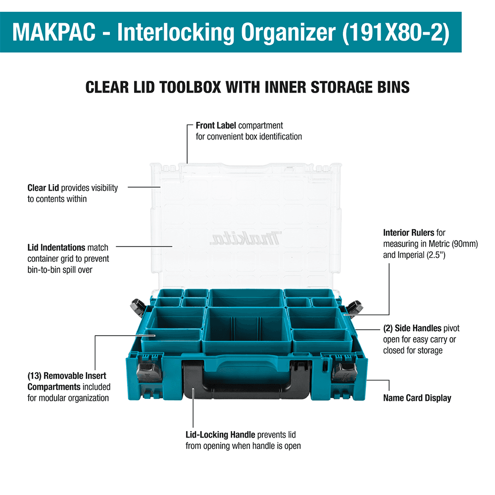 4-3/8" x 15-1/2" x 11-5/8" MAKPAC Interlocking Organizer with Insert Alt 2 - Image