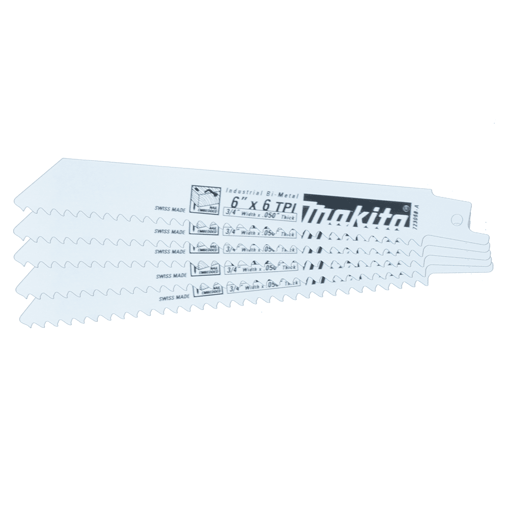 6" x 6TPI Wood Cutting Straight Back Shape Recipro Saw Blade (5/Pack) Main - Image